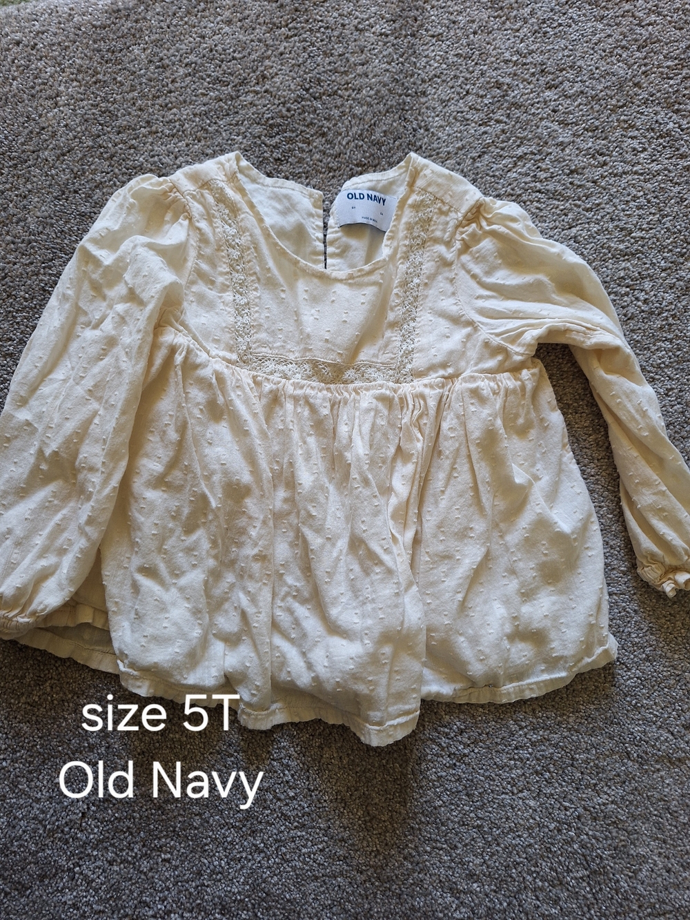 Old Navy Cream Peasant Blouse - Girls